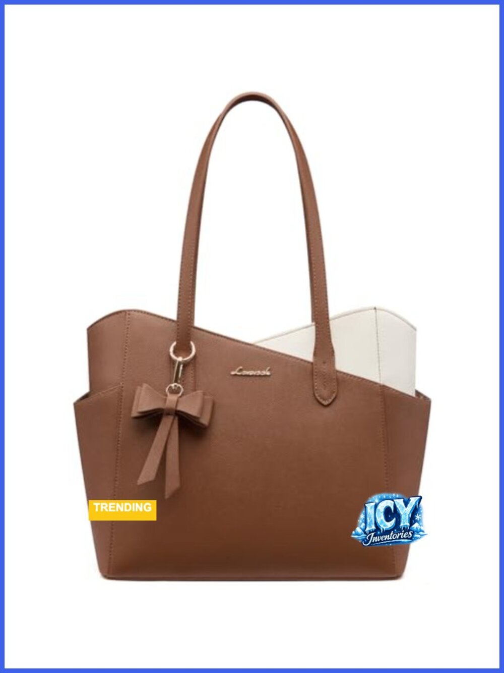 Structured PU Leather Tote Handbag Fits 30oz Tumbler and 11in iPad Waterproof